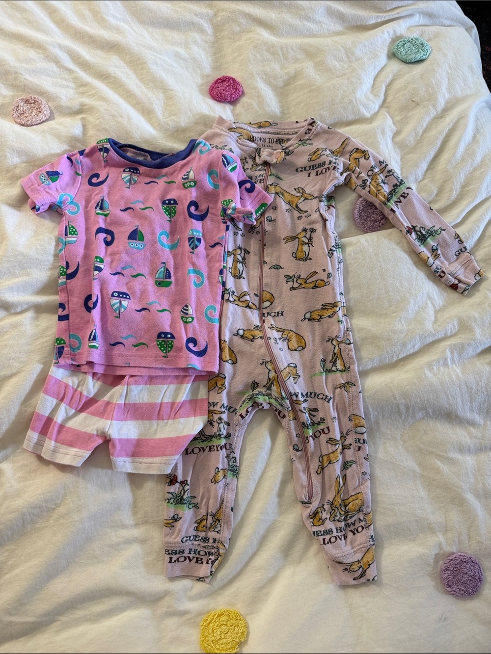 Girls Pink Sailboat Short PJ and guess how much I love You bunny Zip Bundle